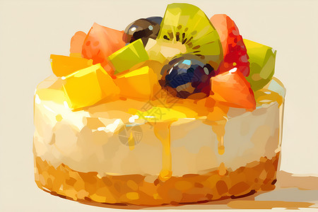 可口的水果小蛋糕插画