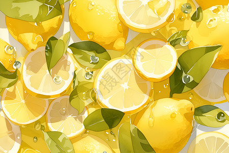 新鲜可口的柠檬背景图片