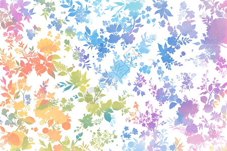 枫叶装饰彩色花卉拼图插画