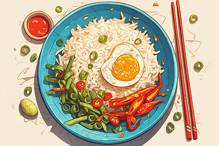 白米饭绚丽细腻的美食插画