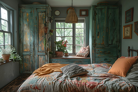 怀旧风格的卧室设计背景图片