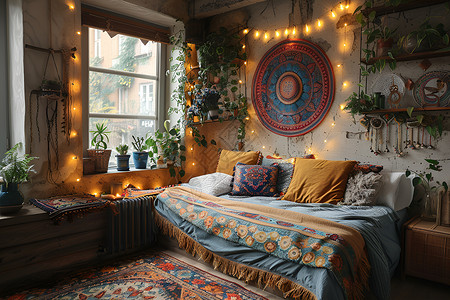 波西米亚家居复古波西米亚风格的卧室设计图片