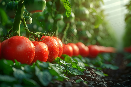 红色绿色成熟的红色西红柿背景