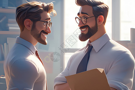 男士开心两位男士在开心的交流插画