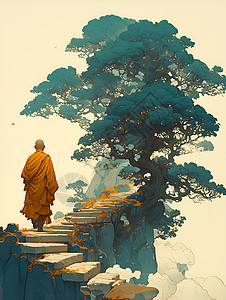 西藏信仰禅修之旅插画