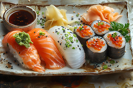 美味的海鲜寿司图片素材