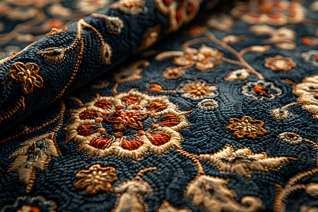 细致刺绣的手工地毯背景图片