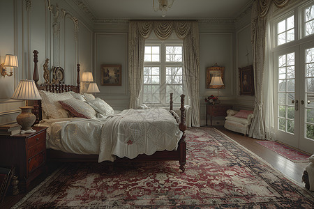 经典雅致的一张大床高清图片