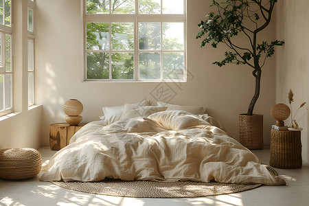 现代床自然而静谧的卧室设计图片