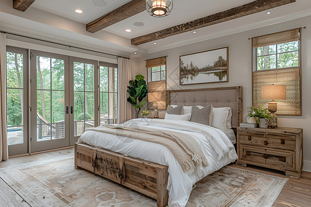 原木床原木风格的卧室设计图片