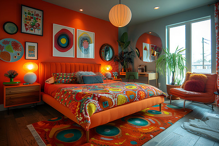 色彩大胆的卧室设计图片