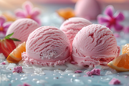 红豆草莓冰淇淋美味的草莓冰淇淋背景