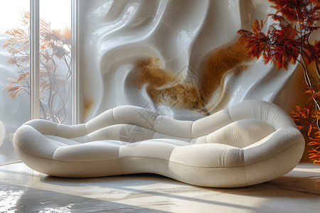 现代线条白色沙发高清图片