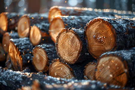 堆积的木材木柴柴堆高清图片