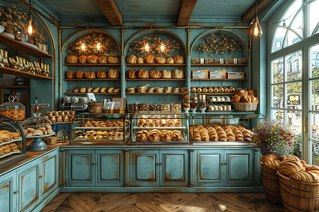 法式早餐法式面包店背景