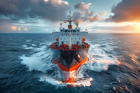 货轮运输大海上的新能源船只背景
