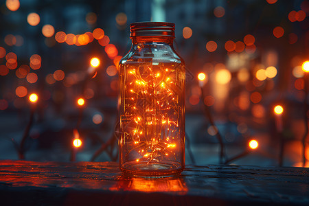 罐子里瓶子中的灯光设计图片