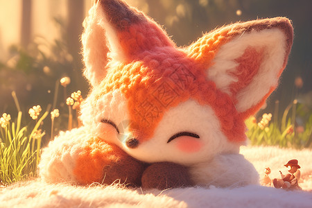 可爱的毛绒狐狸背景图片
