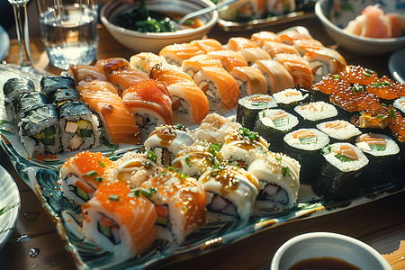美味寿司宣传单美食三文鱼寿司背景