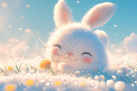 买月饼的小兔子可爱的毛茸茸兔子设计图片