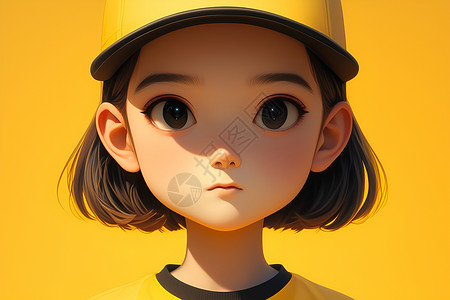 卡通女孩戴着棒球帽背景图片