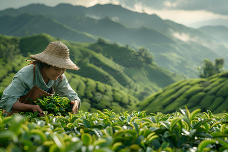 勤劳的采茶人高清图片