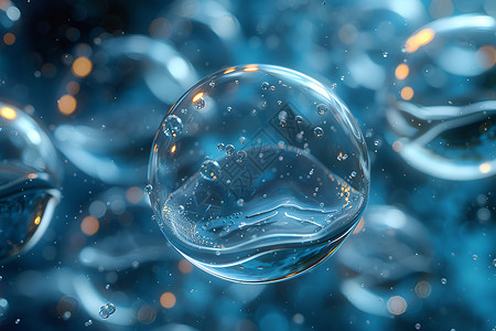 水钟蓝色漂浮的水泡设计图片