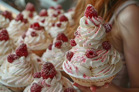 蔓越莓冰淇淋浪漫甜点冰淇淋背景