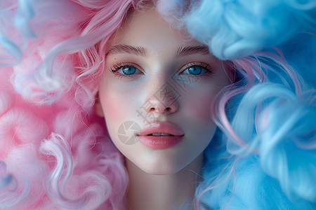 粉蓝棉花糖仙女的童话世界背景