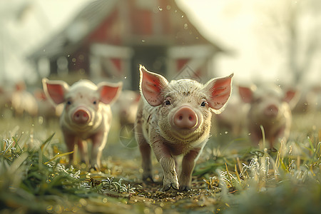 繁荣的养猪农场图片素材