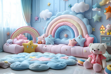 玩具装饰可爱的婴儿房背景