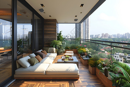 现代房子的阳台高清图片