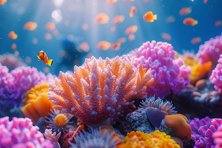 海洋日美人鱼海底的珊瑚植物背景