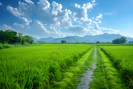 夏日稻田风景高清图片