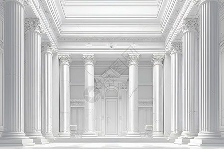 古希腊古典神殿的石柱插画