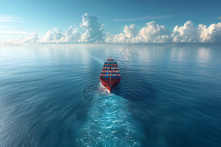海洋中行驶的大型货轮高清图片