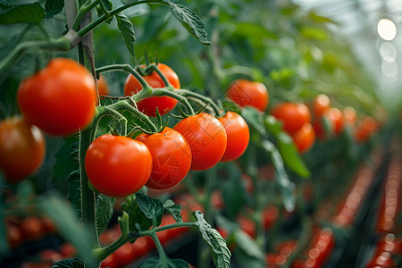 成熟的番茄番茄温室高清图片
