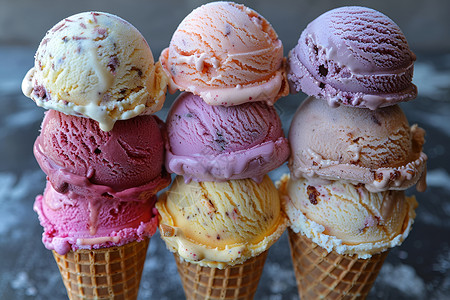 美味的冰淇淋甜筒背景
