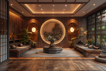 禅意茶桌传统中式建筑设计图片