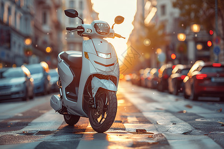 道路边的摩托车高清图片