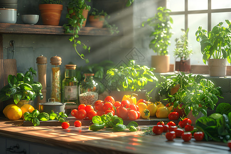 厨房健康厨房的健康蔬菜背景