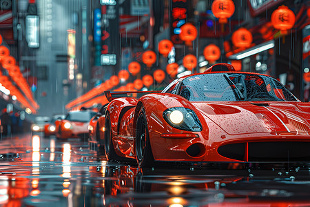 城市跑车都市飞驰红色跑车设计图片