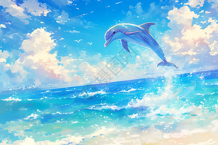 美丽的海豚插画高清图片