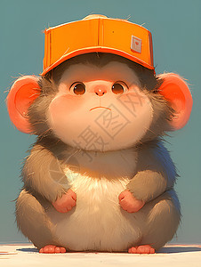 带着橙色帽子的猴子背景图片
