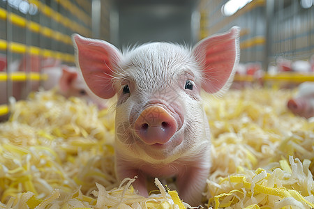 动物幼崽农场里的小猪背景