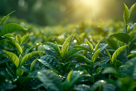 研磨茶叶茶园里的茶树背景