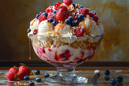 蔓越莓冰淇淋奢华冰激凌背景