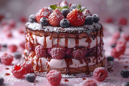 草莓冰淇淋蛋糕背景图片