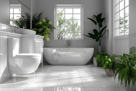 白色现代卫浴设计背景图片