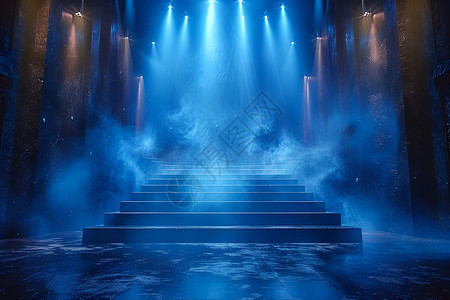七彩烟雾奇幻之境的台阶背景
